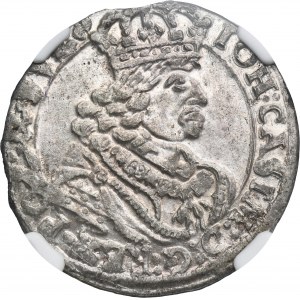 John II Casimir, 6 Groschen Bromberg 1662 TT - NGC AU58