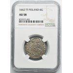 John II Casimir, 6 Groschen Bromberg 1662 TT - NGC AU58
