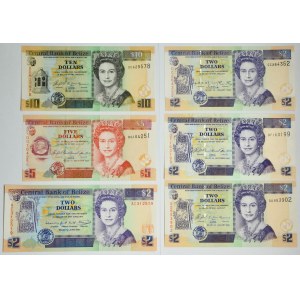 Belize, 1-10 Dollars (1991-2007) (6 pcs.)