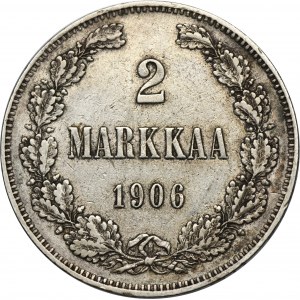 Finland, Autonomia, Nicholas II, 2 Markkaa Helsinki 1906 L