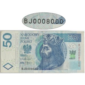 50 złotych 2017 - BJ 0005000 - piękny numer radarowy