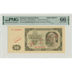 50 złotych 1948 - WZÓR - OO 0000000 - No 000107 - PMG 66 EPQ - EKSTREMALNIE RZADKIE