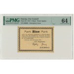 Danzig, 1 Mark 1914 - watermark spades - PMG 64 - with Ungültig -