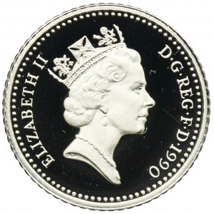 Royaume-Uni, Elizabeth II, 5 Pence 1990 - PIEDFORT