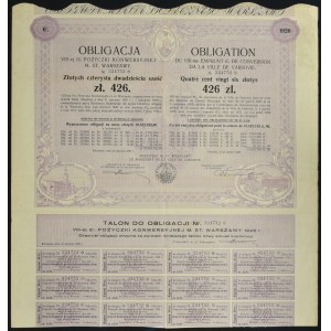 Varšava, 8. 6 % konverzný úver mesta Varšava 1930, dlhopis 426 zl.