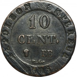France, Napoleon I, 10 Centimes Strasbourg 1808 BB