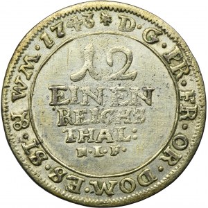 German, County of Eastern Friesland, Karl Edzard, 1/12 Thaler Esens 1743 ICG