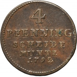Germany, Braunschweig-Calenberg-Hannover, Georg III, 4 Pfennig Clausthal 1792 C