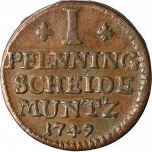 Allemagne, Brunswick-Lüneburg-Calenberg-Hannover, George III, 1 Fenig Zellerfeld 1749 IBH - RARE