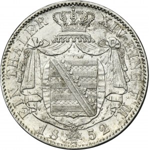 Germany, Saxony, Friedrich August II, Thaler Dresden 1852 F