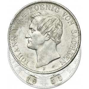 Germany, Saxony, Johann V, Thaler Dresden 1855 F
