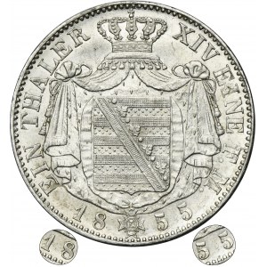 Germany, Saxony, Johann V, Thaler Dresden 1855 F
