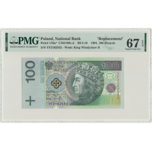 100 zloty 1994 - YF - PMG 67 EPQ - série de remplacement