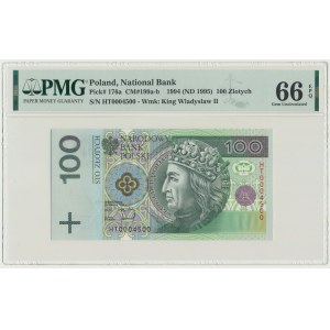 100 złotych 1994 - HT 0004500 - PMG 66 EPQ - niski numer seryjny