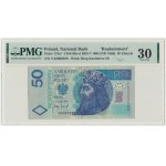 50 złotych 1994 - YA 0000589 - PMG 30 - seria zastępcza - NAJRZADSZY BANKNOT III RP