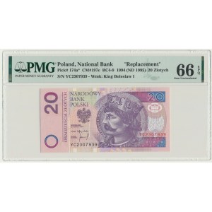 20 złotych 1994 - YC - PMG 66 EPQ - seria zastępcza