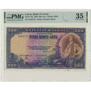 Latvia, 500 Latu 1929 - A - PMG 35