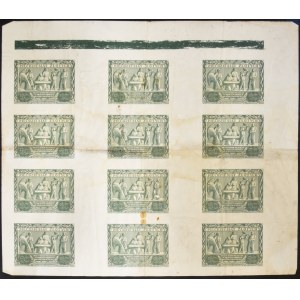Kompletny ARKUSZ banknotów 50 złotych 1936 Dąbrowski - z paserami drukarskimi oraz numeracją - RZADKOŚĆ