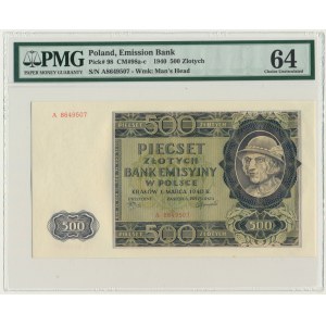 500 złotych 1940 - A - PMG 64