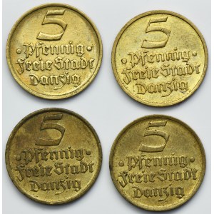 Set, Free City of Danzig, 5 pfennig 1932 (4 pcs.)