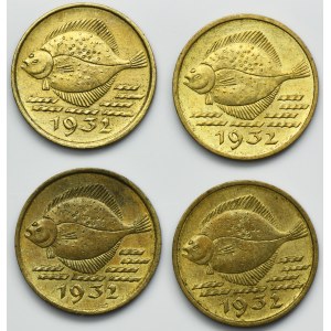Set, Free City of Danzig, 5 pfennig 1932 (4 pcs.)