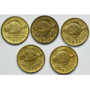 Set, Free City of Danzig, 5 pfennig 1932 (5 pcs.)