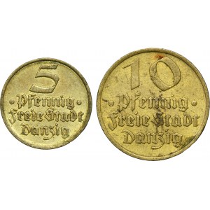 Set, Free City of Danzig, 5 and 10 pfennig 1932 (2 pcs.)