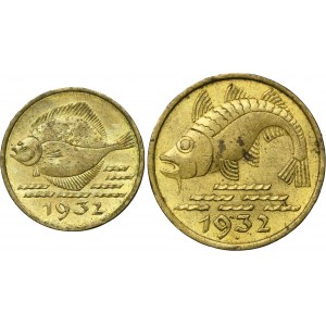 Set, Free City of Danzig, 5 and 10 pfennig 1932 (2 pcs.)