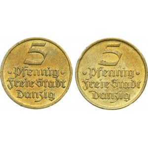 Set, Free City of Danzig, 5 pfennig 1932 (2 pcs.)