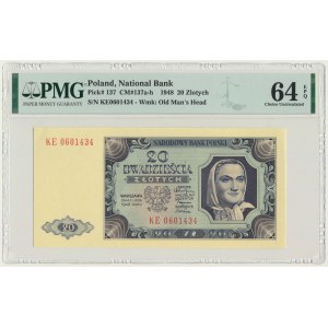 20 złotych 1948 - KE - PMG 64 EPQ
