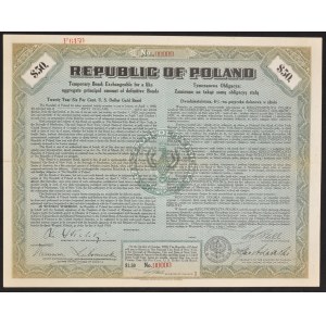 6% Dolárová pôžička 1920, predbežný certifikát 50 USD - SPECIMEN