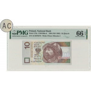 10 złotych 1994 - AC - PMG 66 EPQ - rzadka seria