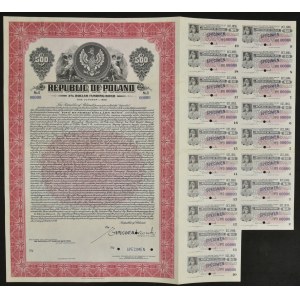 3% Pożyczka Dolarowa Fundingowa 1936, obligacja 500 dolarów - SPECIMEN