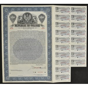 3% Pożyczka Dolarowa Fundingowa 1936, obligacja 1.000 dolarów - SPECIMEN