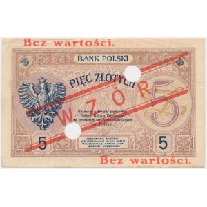 5 złotych 1919 - WZÓR - S.83.A. - niski nadruk