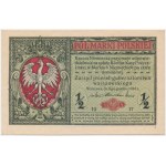 1/2 marki 1916 - Jenerał - A - rzadka odmiana z numeratorem wiśniowym