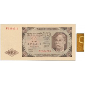 10 złotych 1948 - P - DODATKOWY ZNAK WODNY - ODWRÓCONE P - UNIKAT
