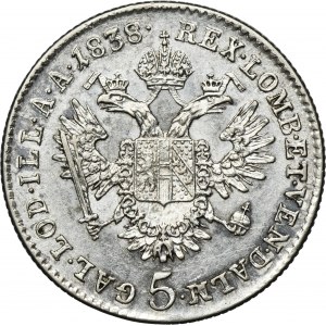 Austria, Ferdinand I, 5 Kreuzer Wien 1838 A