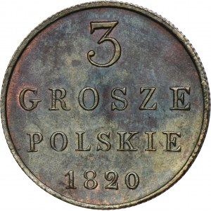 Polish Kingdom, 3 polish groschen Warsaw 1820 IB - new strike