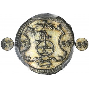 August II the Strong, Pfennig Dresden 1724 IGS - PCGS MS62 - RARE