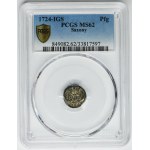 August II the Strong, Pfennig Dresden 1724 IGS - PCGS MS62 - RARE