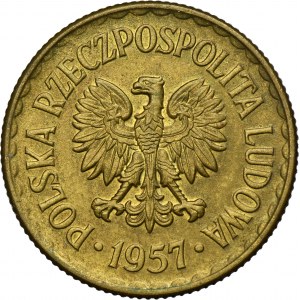 PRÓBA MOSIĄDZ, 1 złoty 1957 - napis PRÓBA nisko