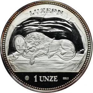 Switzerland, 1 Unze 1988 - Lion Monument in Lucerne