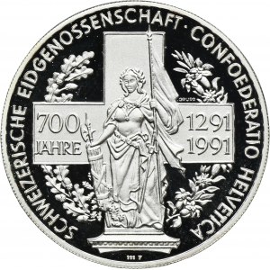 Switzerland, 1 Unze Le Locle 1991 - 700 years of the Swiss Confederation