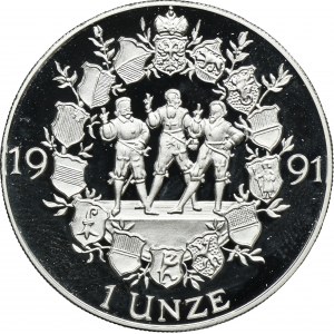 Switzerland, 1 Unze Le Locle 1991 - 700 years of the Swiss Confederation