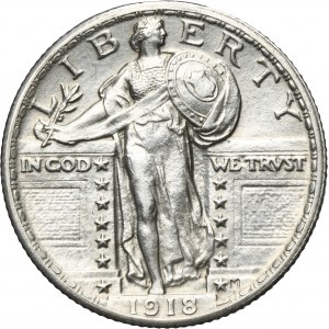 USA, 1/4 Dollar Philadelphia 1918 - Standing Liberty