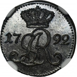 Poniatowski, Schilling Warsaw 1792 MV - NGC MS64 BN - VERY RARE