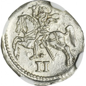 Sigismund II August, 2 Denarius Vilnius 1570 - NGC MS64
