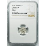 Sigismund II August, 2 Denarius Vilnius 1570 - NGC MS64
