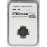 1 groschen Warsaw 1836 MW - NGC MS62 BN